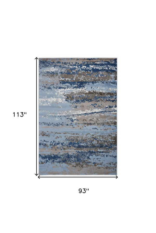 Homeroots 8' X 10' Blue Abstract Area Rug  Jute 515930