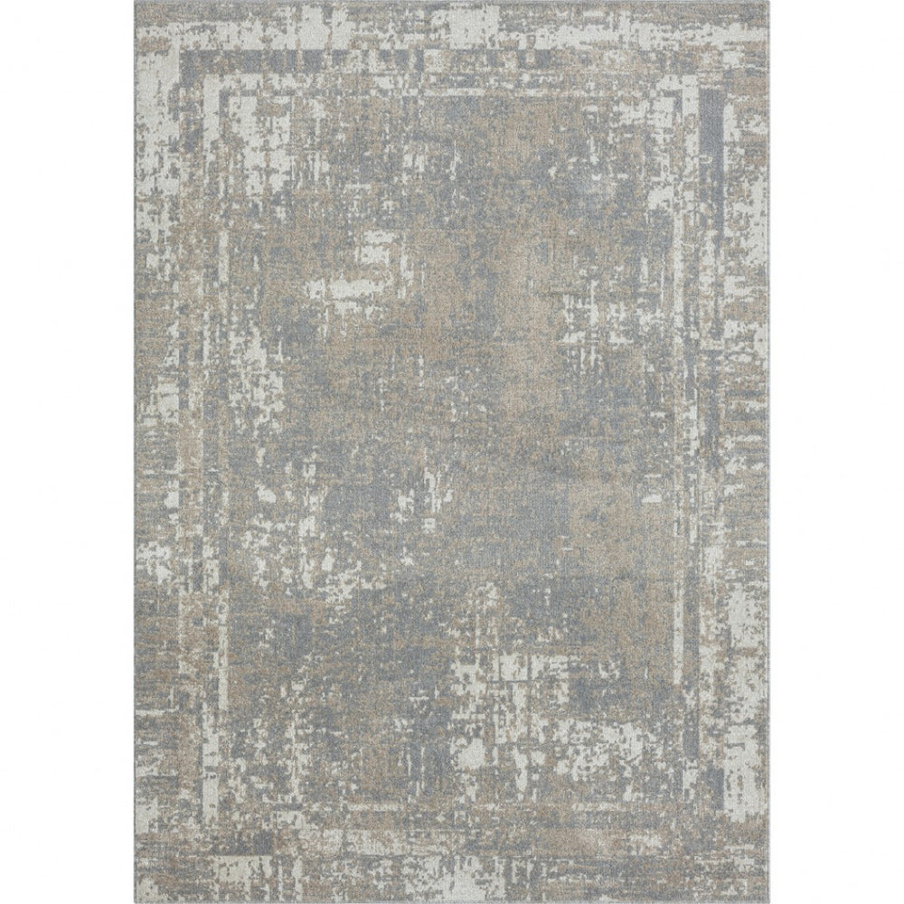 HomeRoots 8' Gray Abstract Distressed Area Rug - Timeless Design, Machine Washable, Perfect for Any Space! 8' X 10' 515933