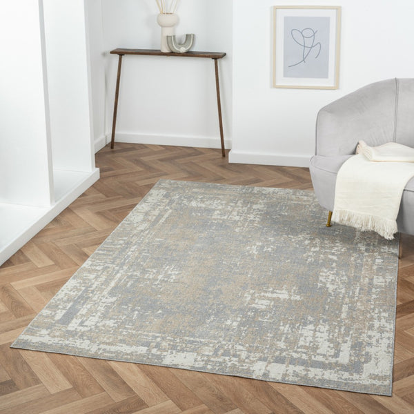 HomeRoots 8' Gray Abstract Distressed Area Rug - Timeless Design, Machine Washable, Perfect for Any Space! 8' X 10' 515933