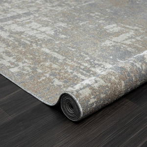 HomeRoots 8' Gray Abstract Distressed Area Rug - Timeless Design, Machine Washable, Perfect for Any Space! 8' X 10' 515933