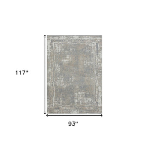HomeRoots 8' Gray Abstract Distressed Area Rug - Timeless Design, Machine Washable, Perfect for Any Space! 8' X 10' 515933
