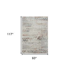 Homeroots 8' X 10' Ivory Tribal Distressed Washable Area Rug  Polyester 515934