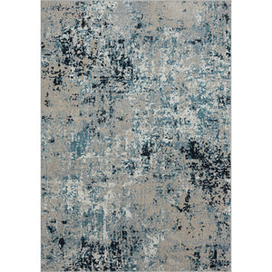Homeroots 8' X 10' Blue Abstract Distressed Washable Area Rug  Polyester 515935
