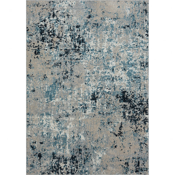 Homeroots 8' X 10' Blue Abstract Distressed Washable Area Rug  Polyester 515935