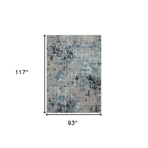 Homeroots 8' X 10' Blue Abstract Distressed Washable Area Rug  Polyester 515935