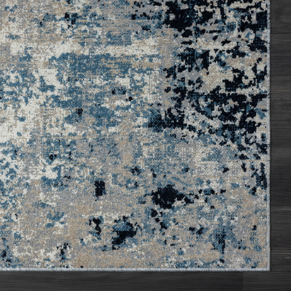 Homeroots 8' X 10' Blue Abstract Distressed Washable Area Rug  Polyester 515935
