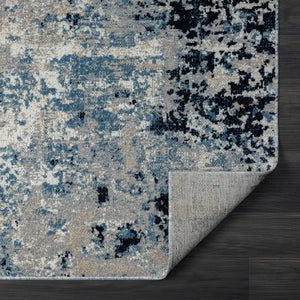Homeroots 8' X 10' Blue Abstract Distressed Washable Area Rug  Polyester 515935