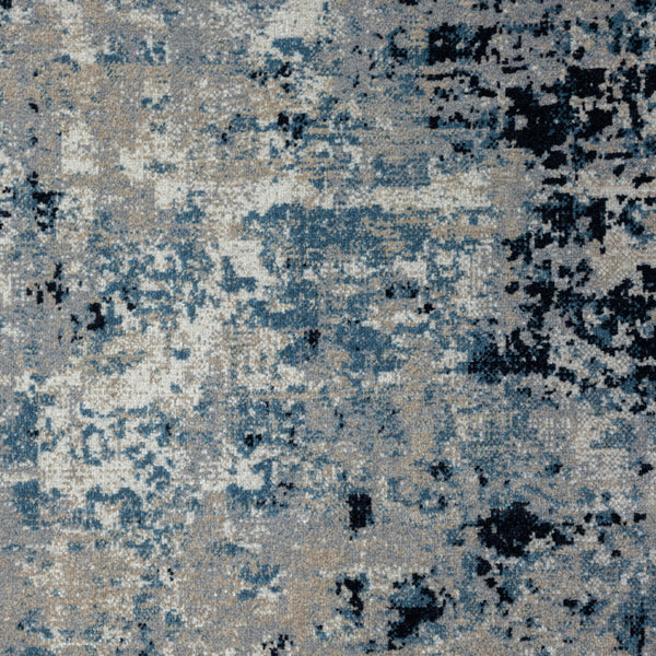Homeroots 8' X 10' Blue Abstract Distressed Washable Area Rug  Polyester 515935