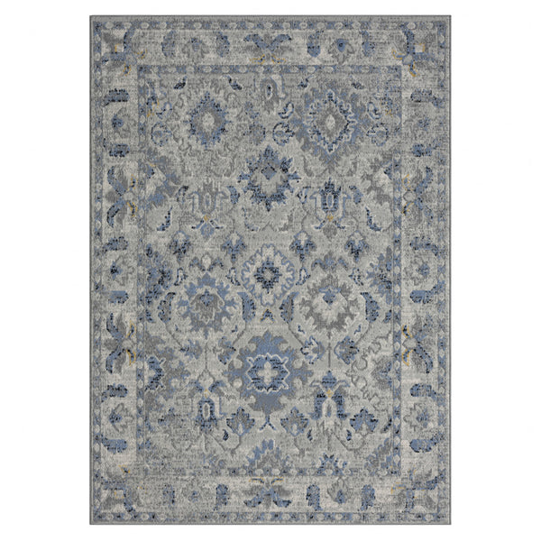 Homeroots 8' X 10' Blue Floral Area Rug  Polyester 515939