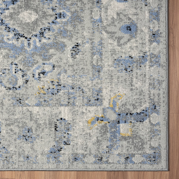 Homeroots 8' X 10' Blue Floral Area Rug  Polyester 515939