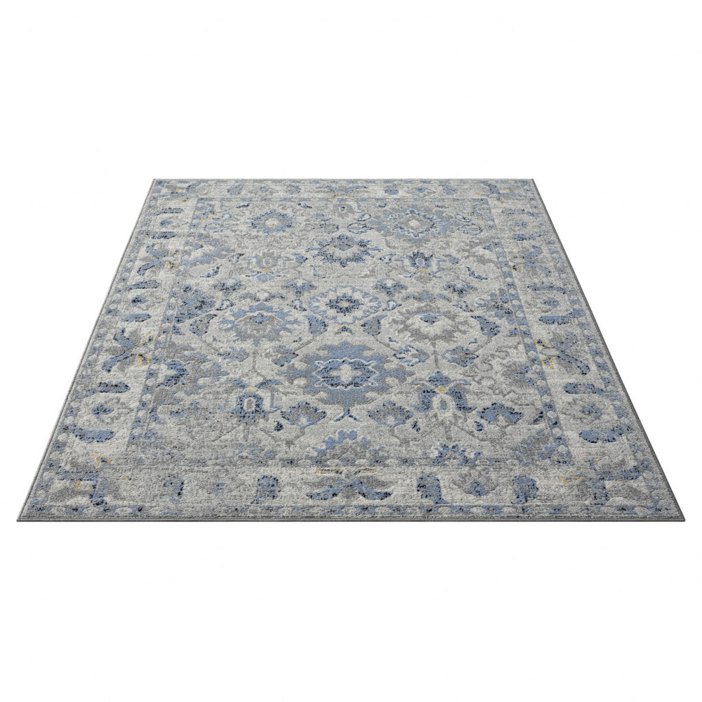 Homeroots 8' X 10' Blue Floral Area Rug  Polyester 515939