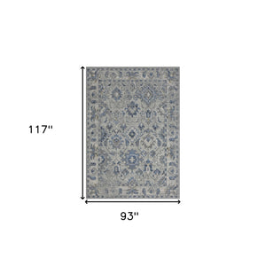Homeroots 8' X 10' Blue Floral Area Rug  Polyester 515939
