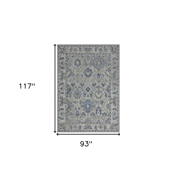 Homeroots 8' X 10' Blue Floral Area Rug  Polyester 515939