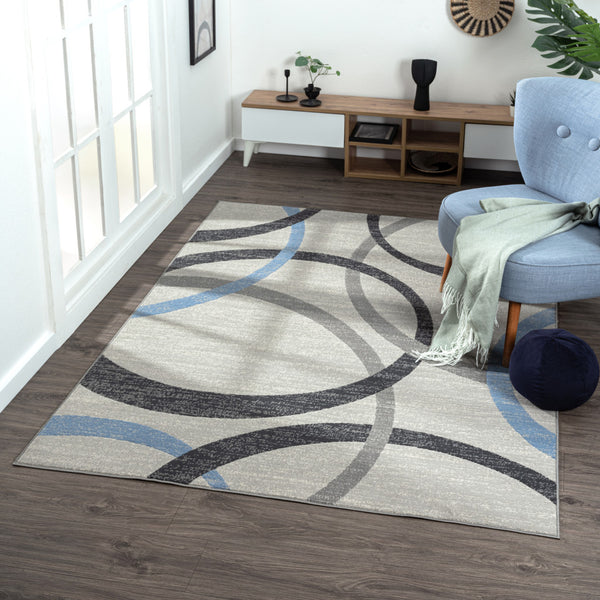 Homeroots 8' X 10' Blue Geometric Area Rug  Polyester 515941
