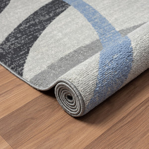 Homeroots 8' X 10' Blue Geometric Area Rug  Polyester 515941