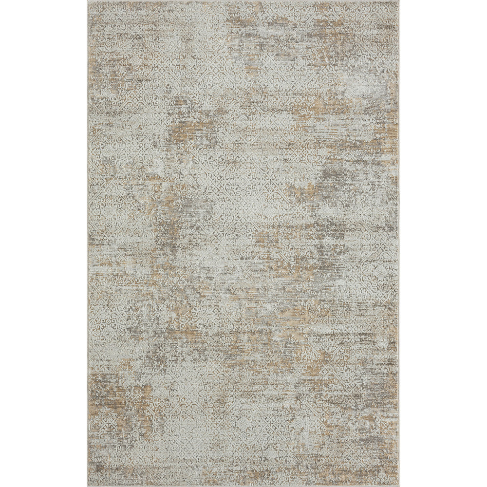 Homeroots 9' X 12' Gray Damask Distressed Area Rug  Polyester 515949