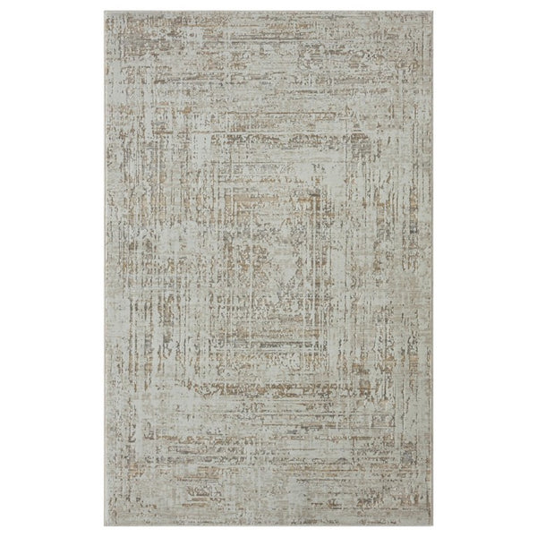 Beige Abstract High Low Pile Area Rug Turkish Crafted with Distressed Artisan Finish for Homes