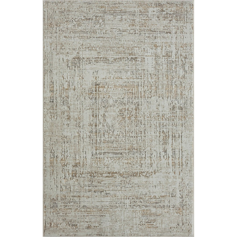 HomeRoots 9' Beige Abstract Distressed Area Rug - Luxurious Turkish Craftsmanship for Modern Home Decor 9' X 12' 515953