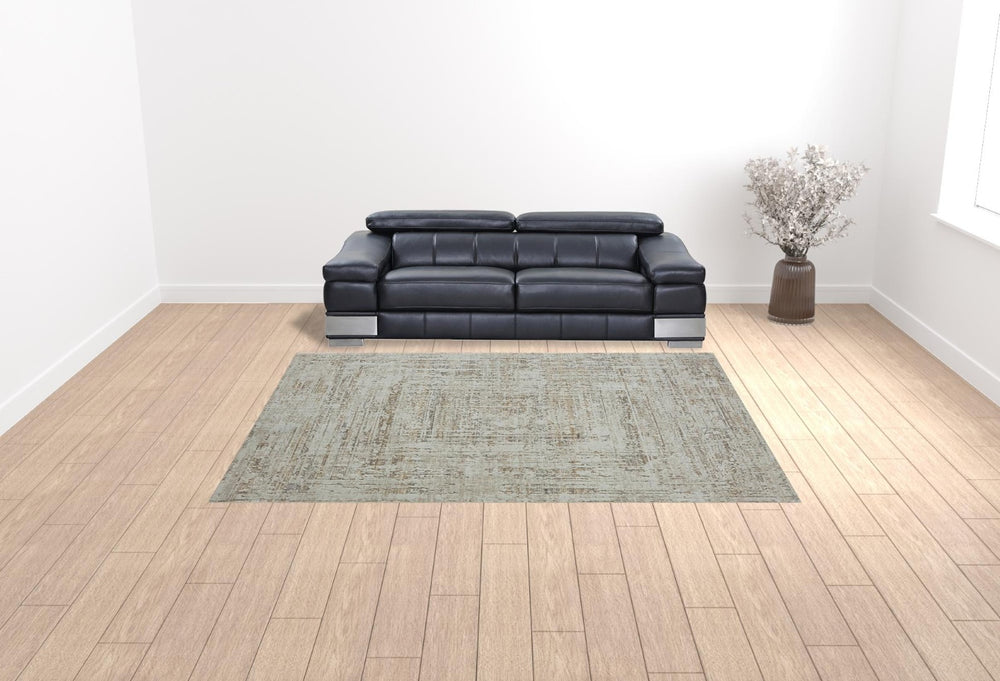 HomeRoots 9' Beige Abstract Distressed Area Rug - Luxurious Turkish Craftsmanship for Modern Home Decor 9' X 12' 515953