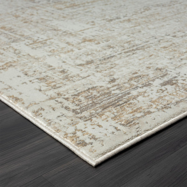 HomeRoots 9' Beige Abstract Distressed Area Rug - Luxurious Turkish Craftsmanship for Modern Home Decor 9' X 12' 515953