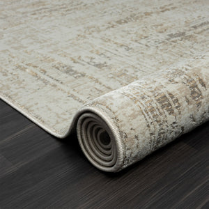 HomeRoots 9' Beige Abstract Distressed Area Rug - Luxurious Turkish Craftsmanship for Modern Home Decor 9' X 12' 515953