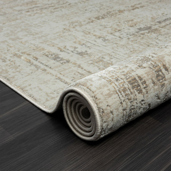 HomeRoots 9' Beige Abstract Distressed Area Rug - Luxurious Turkish Craftsmanship for Modern Home Decor 9' X 12' 515953
