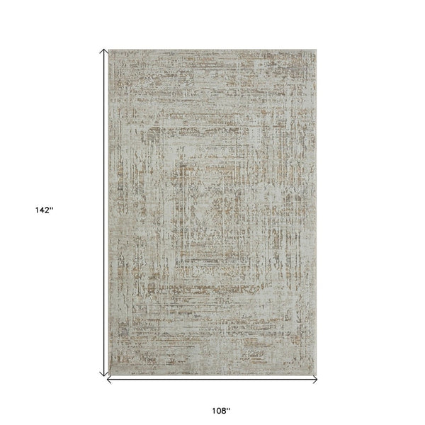 HomeRoots 9' Beige Abstract Distressed Area Rug - Luxurious Turkish Craftsmanship for Modern Home Decor 9' X 12' 515953