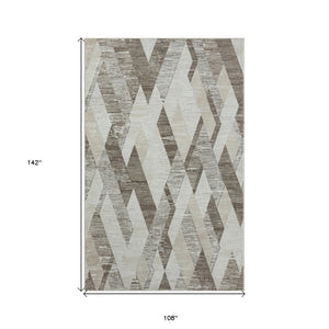 HomeRoots 9' Gray Geometric Area Rug – Modern Design for Living Spaces, Easy to Maintain, and Versatile Style 9' X 12' 515965