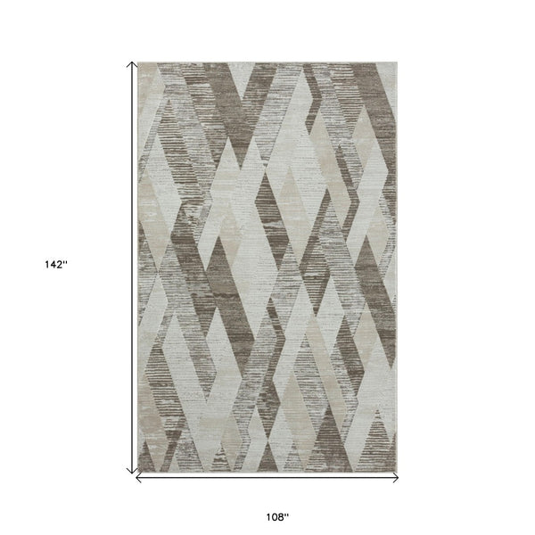 HomeRoots 9' Gray Geometric Area Rug – Modern Design for Living Spaces, Easy to Maintain, and Versatile Style 9' X 12' 515965
