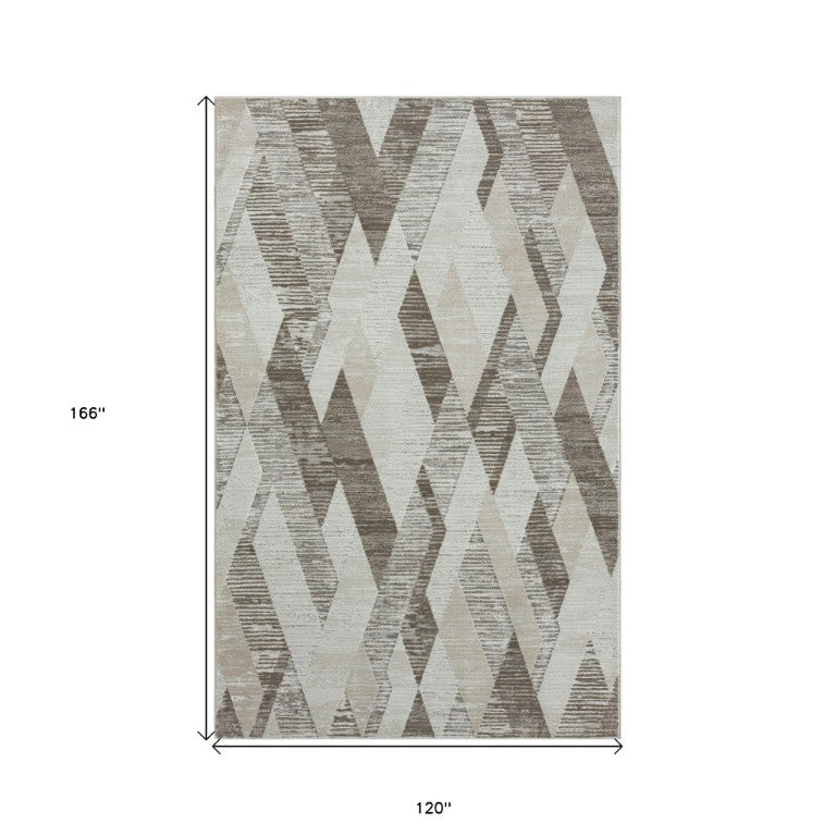 10 X 14 Gray Geometric Area Rug Machine Woven Low Pile for Living Room Decor