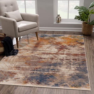 HomeRoots 4' Gray Abstract Distressed Area Rug - Modern Design for Cozy Spaces, Durable & Easy to Maintain 8' X 10' 515979