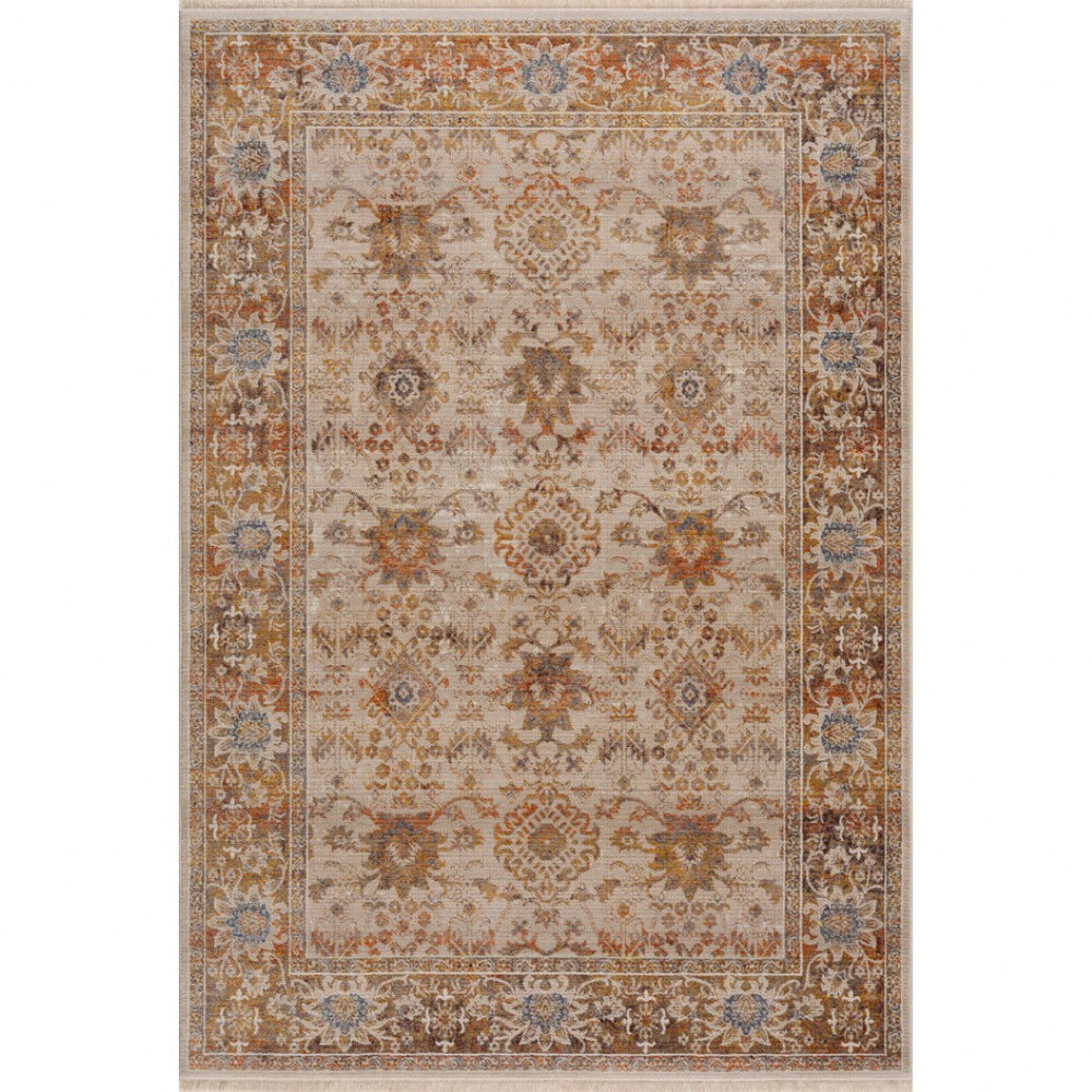 HomeRoots 4' Ivory Oriental Area Rug - Timeless Elegance with Low-Pile Design, Perfect for Any Room Decor 8' X 10' 515982