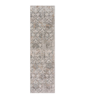 Homeroots 8' Cream Abstract Distressed Runner Rug  Polyester 515985