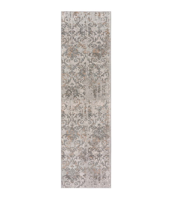Homeroots 8' Cream Abstract Distressed Runner Rug  Polyester 515985