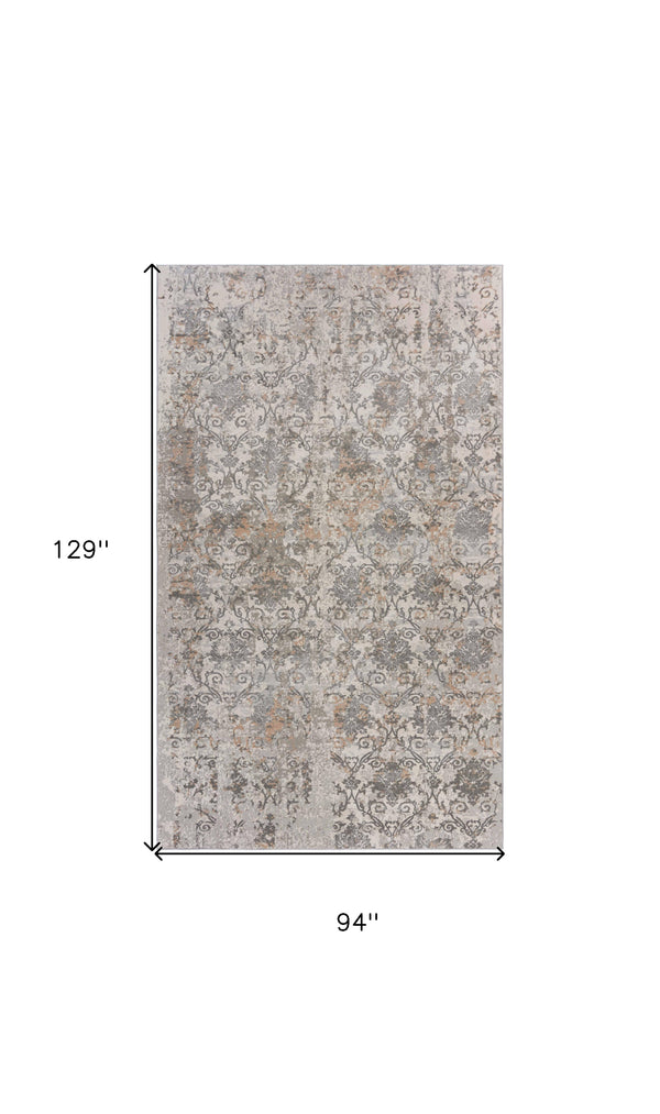 Homeroots 8' X 11' Cream Abstract Distressed Area Rug  Polyester 515987