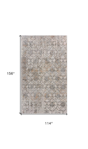 Homeroots 10' X 14' Cream Abstract Distressed Area Rug  Polyester 515988