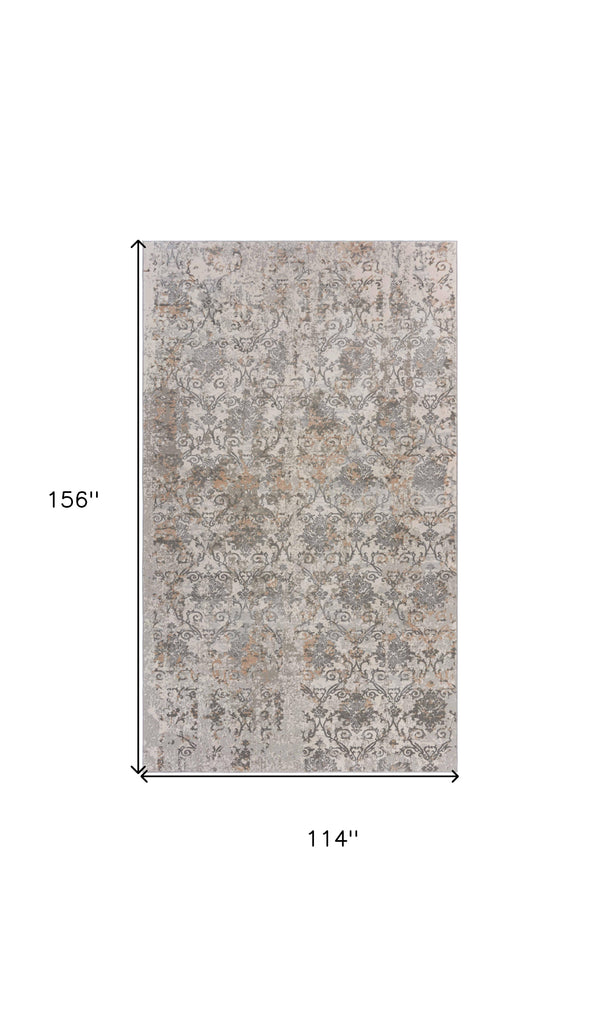 Homeroots 10' X 14' Cream Abstract Distressed Area Rug  Polyester 515988