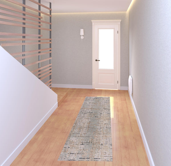 Homeroots 2' X 8' Cream Abstract Runner Rug  Polyester 515993