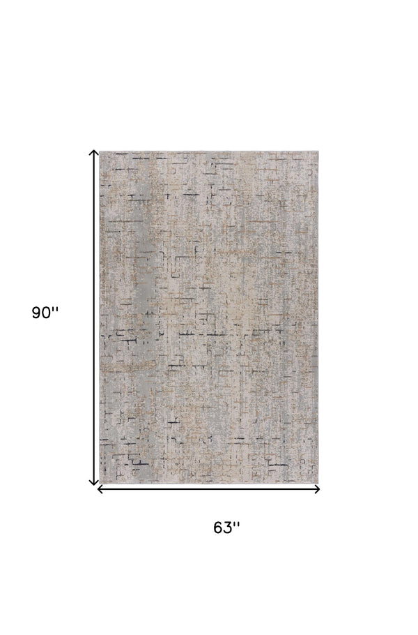Homeroots 5' X 8' Cream Abstract Area Rug  Polyester 515994