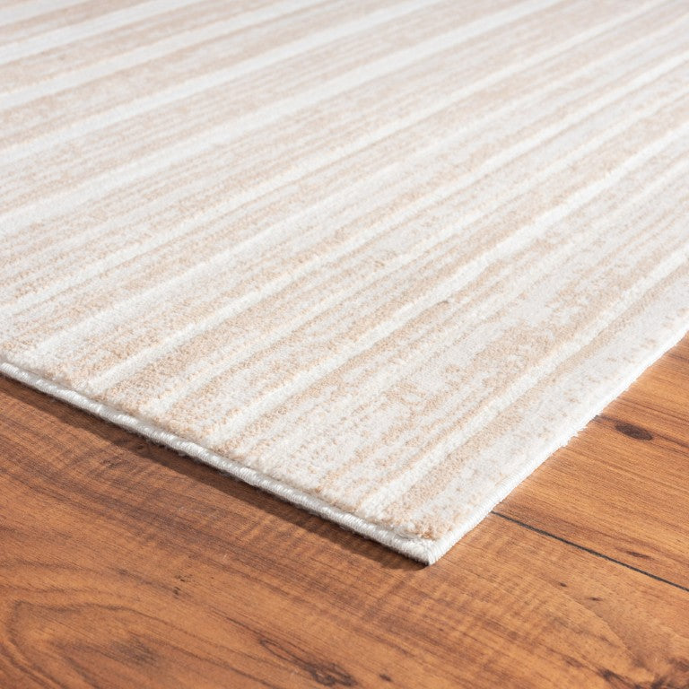 HomeRoots 5x8 Beige Abstract Power Loomed Area Rug with High Low Pile for Living Rooms 515998