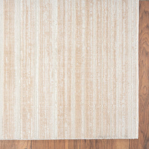 5x8 Beige Abstract Power Loomed Area Rug with High Low Pile for Living Rooms