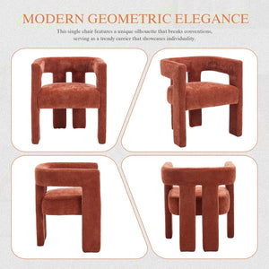 English Elm United We Win Chenille Barrel Accent Armchairs Set of Two for Living Room Dining Orange W1568P389272