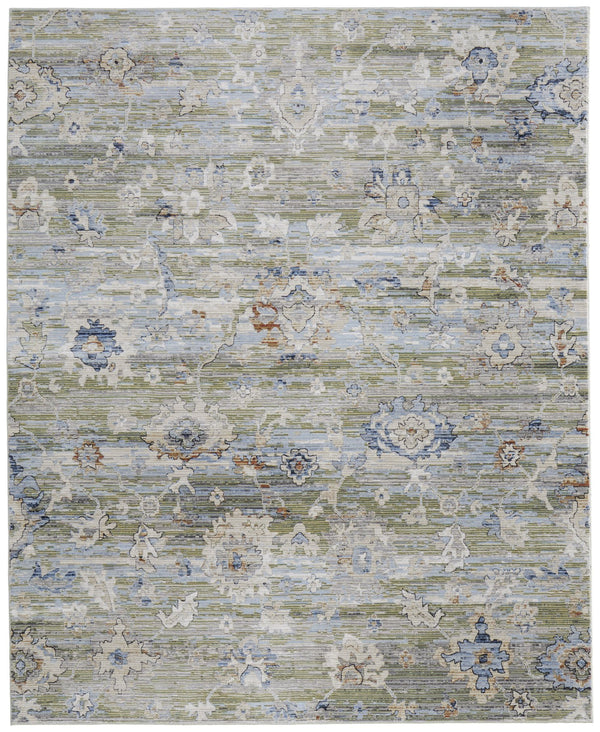 Feizy Rugs Melrose Area Rug - Turkish-crafted, Durable Floral Design With Subtle Sheen For Elegant Spaces Green,Ivory,Blue Polypropylene,Polyester,Viscose Mel39p3fgrnivyp00