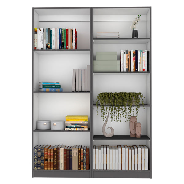 English Elm 2 Piece Bookcase Set with 9 Shelves — Matte Finished Sturdy Particleboard Storage for Modern Living Rooms Multicolor 45 L x 29 W x 4 H B200S00291