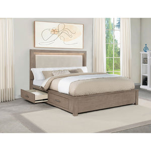 English Elm Gibbons Eastern King Storage Bed with Led Headboard and Four Under Bed Drawers B062S01576