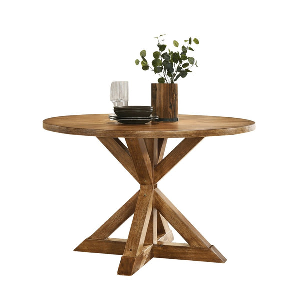 English Elm Windvale Square Oak Veneer Counter Height Table Seats Four with Pedestal Base Brown T2574P165166
