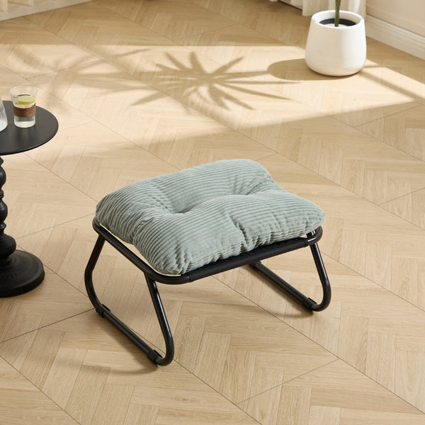 English Elm Patio Steel Sling Recliner with Corduroy Cushion and Ottoman for Indoor Outdoor Use W640P443496