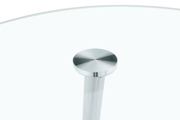 English Elm 36 Inch Round Glass Top Bar Table Chrome Tripod Base Modern Bistro Pub Style W3493P452043