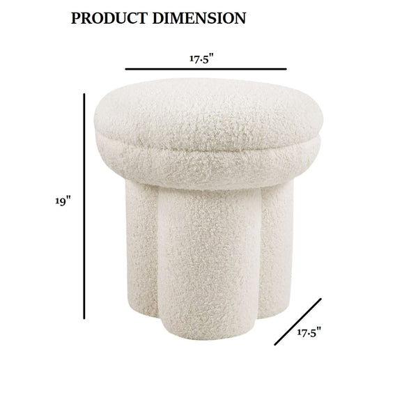 English Elm Contemporary Plush Pleated Round Ottoman Stool with Gold Trim Base, Velvet-Like Accent Seat for Living Room Beige 18 L x 18 W x 20 H B2741P388377