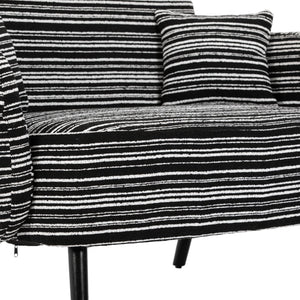 English Elm Modern tufted two-seater sofa with boucle upholstery, tapered legs, storage pockets, cozy compact design Black W395P376591